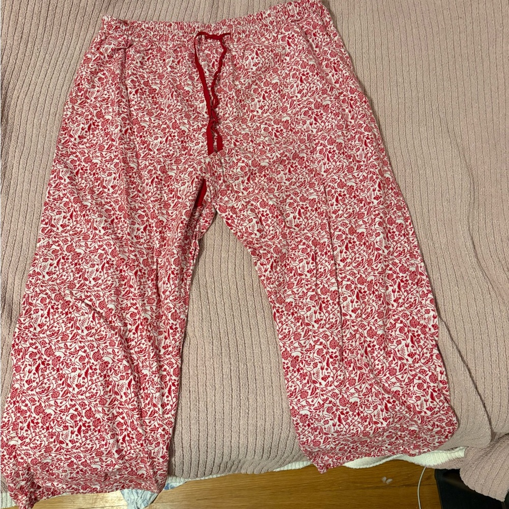 Nautica Red and White Floral Pajama Pants